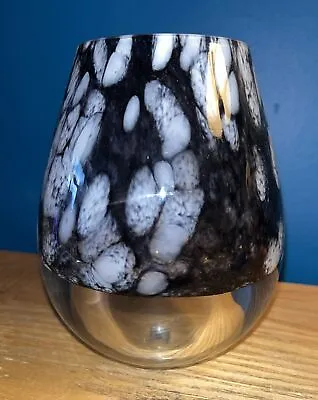 Buy Vintage Heavy Glass Vase With Internal Bubble Krosno Poland - C 6” Tall - Black • 19£