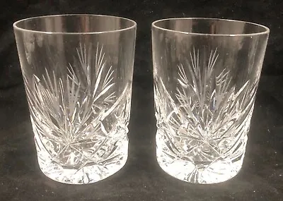 Buy 2 X Cut Glass Crystal Small Whisky Tumblers / Water Glasses 84mm Tall • 14.99£
