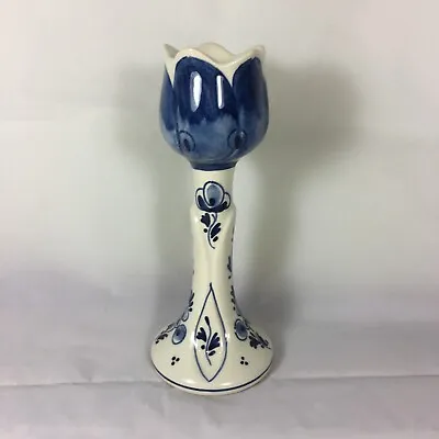 Buy Delft Vintage Hand Painted Delft Blue And White Tulip Candle Holder/Candlestick • 14.99£