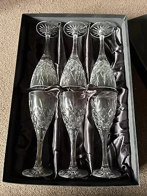 Buy Six Royal Doulton ‘Canterbury’ 'Cicant' Design Large Lead Crystal Wine Glasses • 49£