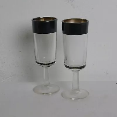 Buy Dorothy Thorpe Set Of 2 Silver Band Wine Cordial Sherry Liqueur Glasses 4.5  H • 19.18£