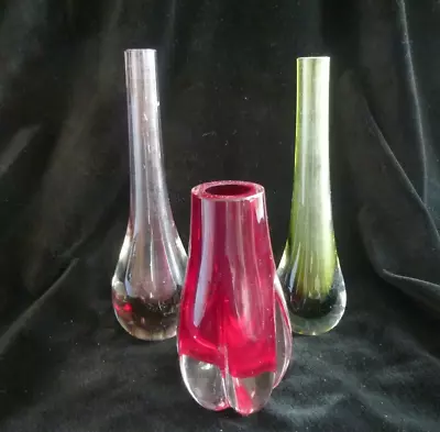 Buy Three Vintage WHITEFRIARS Glass Vases • 21£