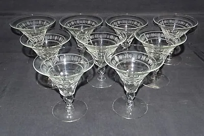 Buy  9 Champagne Stems - Trumpet Shape - Twist Stem -Cut Glass -Etched • 178.38£