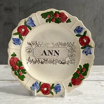 Buy Staffordshire Pearlware Name Plate ANN By Rogers Nursery Ware C 1830 • 285£