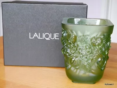Buy Exquisite LALIQUE Green Pivoines Vase, 10708800, Signed, Boxed • 550£