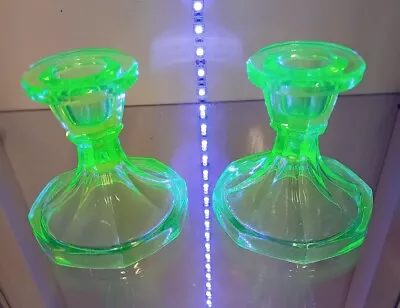 Buy Uranium Glass Candlesticks. Bright Glow. Nice Stylish Design. • 20£