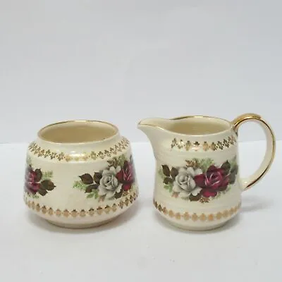 Buy Sadler England Small Rose Design Milk Jug & Sugar Bowl W/ Gilt Edges & Pattern • 17.10£