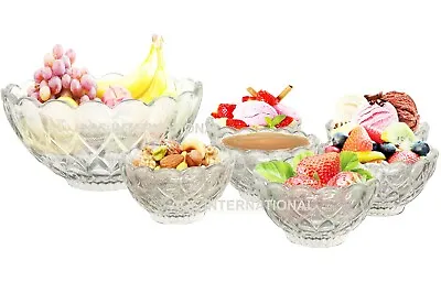 Buy 7 Piece Glass Dessert Bowl Trifle Fruit Pudding Sweet Round Bowls Serving Dish • 19.68£