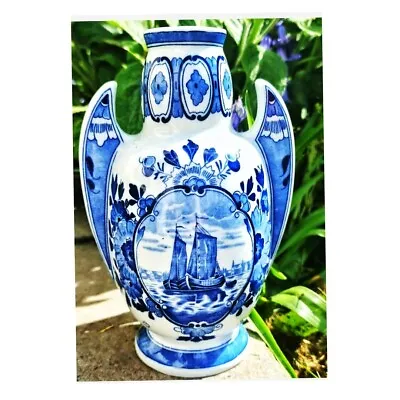 Buy MOSA MAASTRICHT Delft Blue Twin Handled Vase Dutch Pottery 1910-1930 • 85£