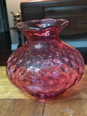 Buy Fenton Dot Optic Ruby Overlay Shade Vase Ware 6  Tall • 12.28£