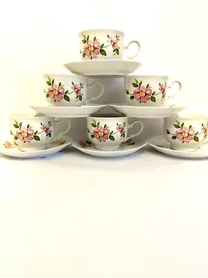 Buy Set Of 6 Mitterteich Bavaria Tea Cofee Cup And Saucer MIT359 Pink Flowers • 40.33£
