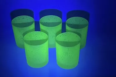 Buy VINTAGE Rare Rastal Uranium Glass Green Whisky Beer Water Glasses Set Of 5 • 13£