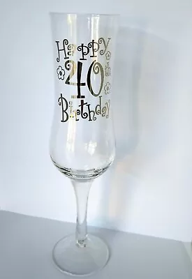 Buy Vintage 40 Birthday Champagne Flute Glass Gold Lettering Birthday / Nice Gift • 9.95£