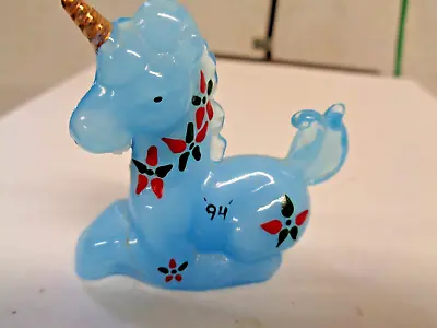 Buy Boyd Art Glass Little Luck Unicorn Windsor Blue H/P  Christmas 1994 MINT 212/250 • 21.80£