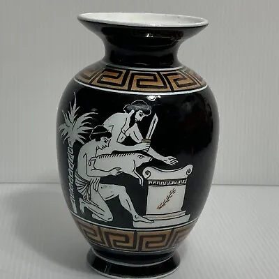 Buy Greek Vase Hand Made & Painted Sacrifice Pig Black 7” Art Tradition Stamp • 46.81£