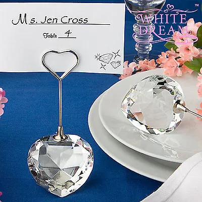 Buy Crystal Heart Shape Place Card Holder - Wedding Favour | Table Decoration Choice • 205£