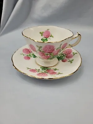 Buy Hammersley Clover Pattern 4177 Pink Green Cup & Saucer Set Bone China England • 27.51£
