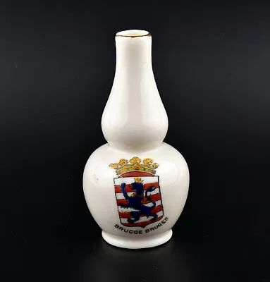 Buy Savoy Crested China Gourd Vase With WW1 Inscription * Bruges * • 24.99£