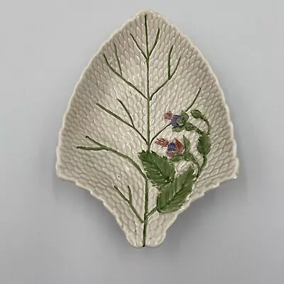 Buy Crown Devon Leaf Shaped Dish Cream With Green Leaf & Flower Pattern • 7.95£