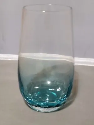Buy Pier 1 Rare Aqua Teal Blue Crackle Glass Drinking Tumbler   • 17.06£