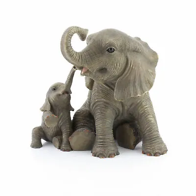 Buy African Elephant Mother & Calf Figurine Resin Wild Animal Ornament Gift Boxed • 24.95£