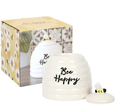 Buy Bee Happy Beehive Hive Ceramic Storage Cookie Jar Container Home Decor Gift • 19.99£