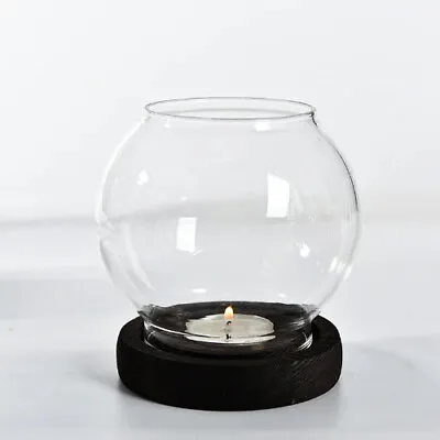 Buy Transparent Glass Candle Holder Round Tealight Candlesticks Retro Oil Lamp Shape • 11.86£