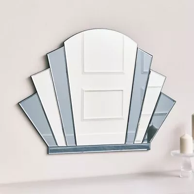 Buy Grey Glass Art Deco Arch Fan Wall Mirror 80cm X 60cm Smoked Glass Vintage Decor • 87.95£