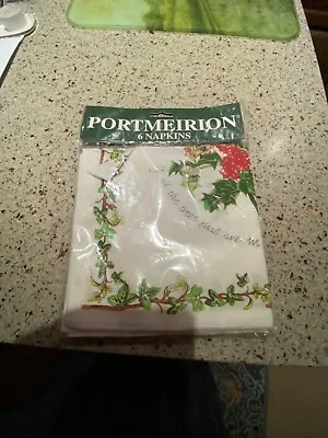 Buy PORTMEIRION HOLLY AND IVY Set Of 6 Cotton Napkins • 29.99£