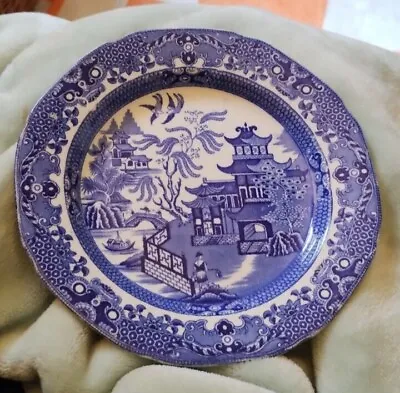 Buy Burleigh Ware Blue Ceramic Side Plate 9ins Willow Pattern With 10 Stamp On Back • 10£