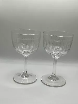 Buy Victorian Etched Crystal Wine Glasses Stunning Crystal Droplets Design X2 • 7.99£