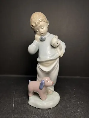Buy Vintage LLADRO NAO - BOY ON PHONE With DOG & TEDDY BEAR 1987 Porcelain Figurine • 43.16£