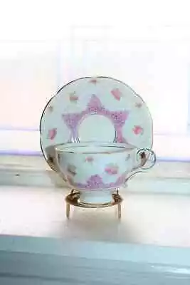 Buy Adderley Tea Cup And Saucer Pink Chintz Painted Blossoms Vintage 1930s  • 36.83£