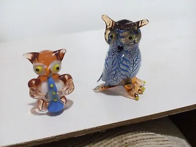 Buy Owls. Two Small Glass Owls, Ornaments, Murano? • 9£