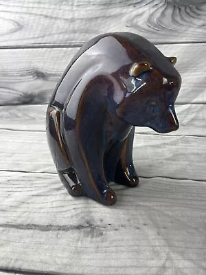 Buy Bear Blue Glazed Art Pottery Vintage Coldwater Creek  Polar Scandinavian • 33.75£
