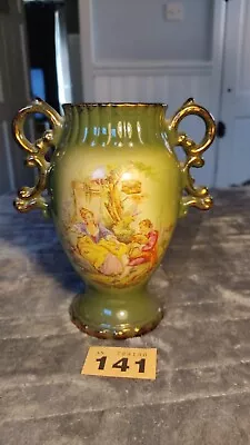 Buy Vintage 1970s Ceramic Oldcourt Ware Staffordshire Vase W/ Colonial Scenes Green • 22.99£