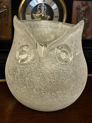 Buy Vintage Polished Pontil Heavy Frosted Glass Owl Vase Rare Collectors Art Studio  • 19.99£