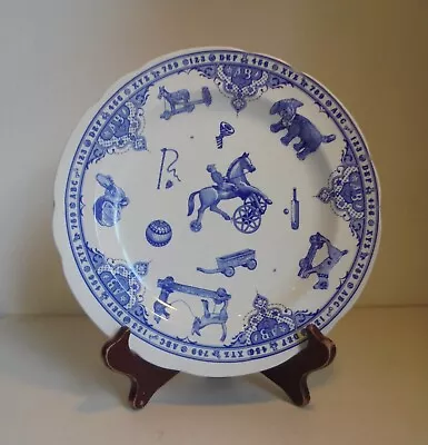 Buy Antique - Vintage Blue And White Transfer Print Childs Plate • 40£