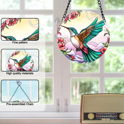 Buy Acrylic Waterproof Flower Birds Stained Glass Suncatcher For Window Home Wall • 7.98£