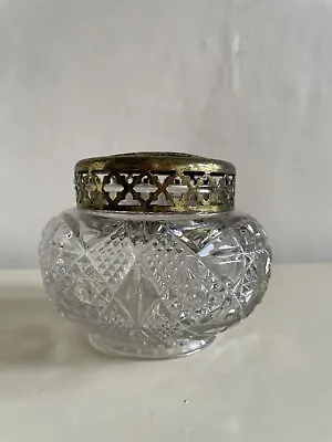 Buy Vintage Art Deco Pressed Glass Rose Potpourri Bowl With Brass Top • 8£
