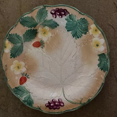 Buy Vintage BURLEIGH WARE Plate Raised LEAVES BERRIES Handpainted - 21 Cm • 15£