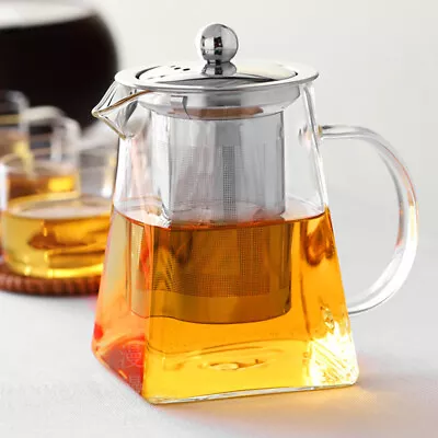 Buy 950ml Heat Resistant Glass Teapot Leaf Herbal Tea Pot Jug W/ Infuser Leaf Filter • 8.95£