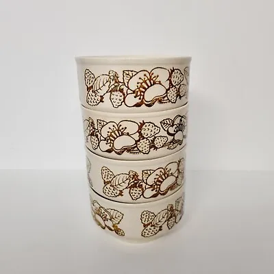 Buy Kiln Craft Tableware 4 X Bowls Cream Brown Bramble Berry Vintage Retro Soup • 16£