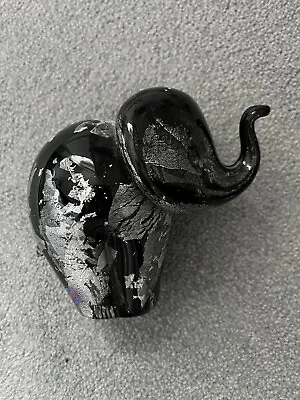 Buy Langham Black/Silver Glass Elephant  (MEDIUM) • 45.99£