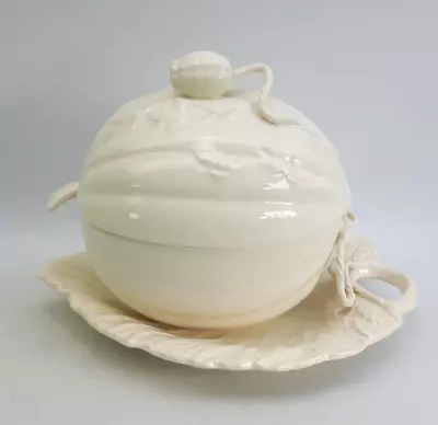 Buy Royal Creamware Pumpkin Shaped Lidded Soup Tureen With Underplate & Spoon • 150£