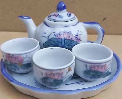 Buy Vintage Old Antique Miniature Oriental Chinese China Blue Tea Set Small Baby  • 23.95£