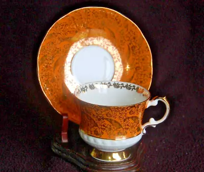 Buy 'Sovereign' Copper & Gold ~ Bone China CUP & SAUCER ~ Elizabethan ~ England • 23.85£