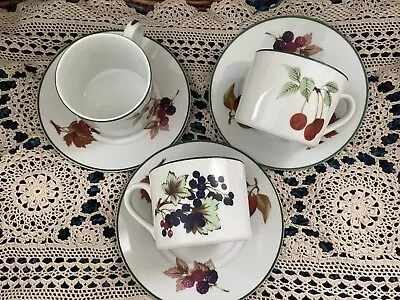 Buy 3 X Royal Worcester Evesham Vale Straight Sided Tea Cups & Saucers • 25£