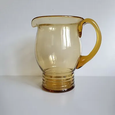 Buy Vintage Amber Glass Jug Bellied Lemonade Water Hand Blown 7.25  • 16£