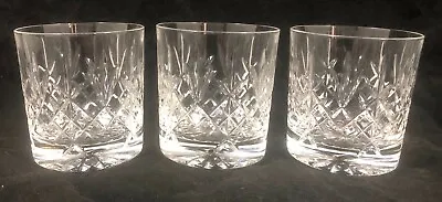 Buy 3 X Cut Glass Crystal Whisky Tumblers / Water Glasses 85mm Tall • 19.99£